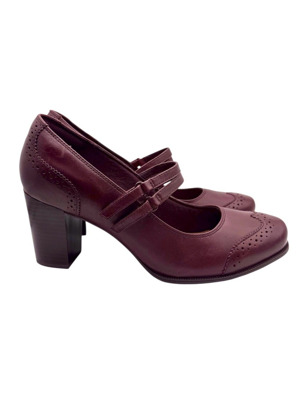 Clarks Claeson Tilly Burgundy Leather block heeled Mary Jane shoes women’s 11W
